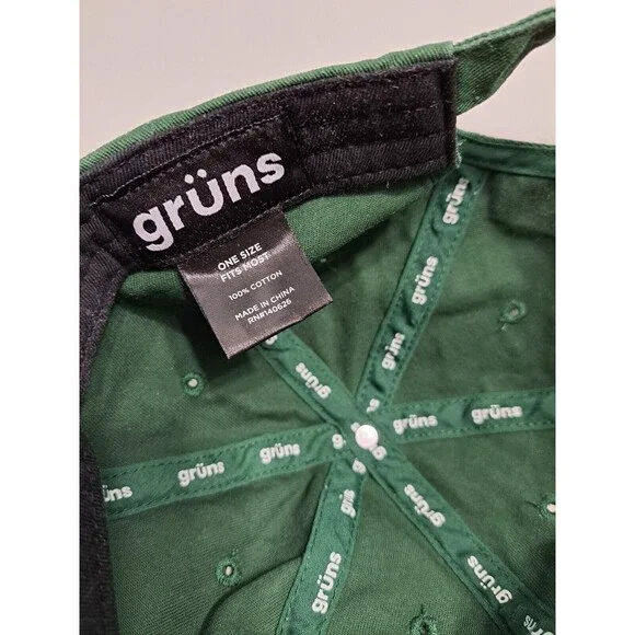 Gruns Nutrition Strap Back Adjustable Hat Cap Green - Picture 6 of 7